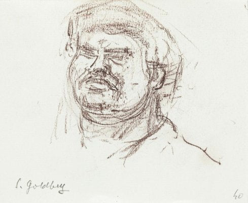 Portrait - Original Pencil Drawing by S. Goldberg - Mid 20th Century Mid 20th Century-ZCI-758136