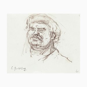 Portrait - Original Pencil Drawing by S. Goldberg - Mid 20th Century Mid 20th Century-ZCI-758136