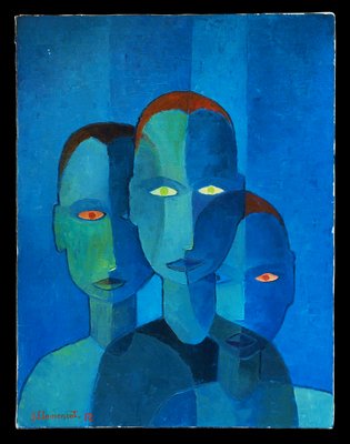 Portrait With Three Characters, Clemencet, 1972-ZJN-880744