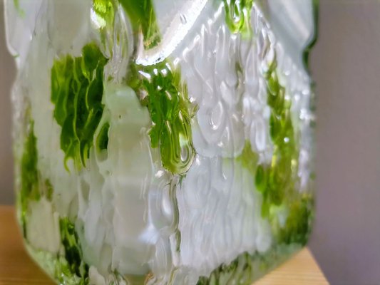 Portuguese Green Spatter Splatter Glass Vase by Marinha Grande, 1970s-SCS-1792348