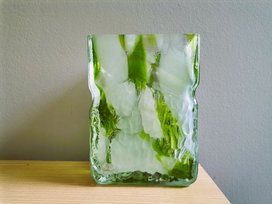 Portuguese Green Spatter Splatter Glass Vase by Marinha Grande, 1970s-SCS-1792348