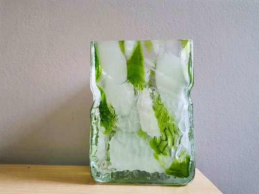 Portuguese Green Spatter Splatter Glass Vase by Marinha Grande, 1970s-SCS-1792348