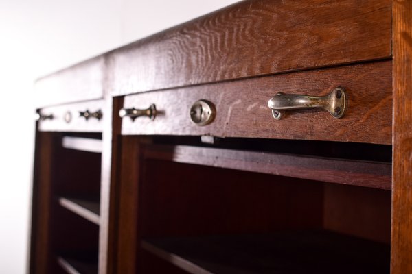 Portuguese Oak File Double Cabinet with Tambour Door from Olaio, 1950s-XWB-1187513