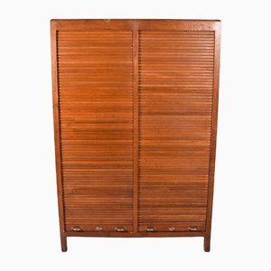 Portuguese Oak File Double Cabinet with Tambour Door from Olaio, 1950s-XWB-1187513