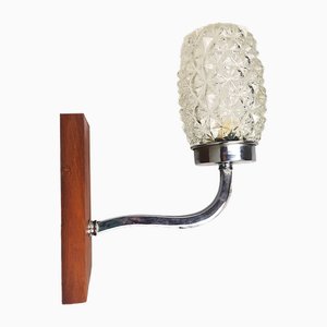 Portuguese Rustic Wood and Glass Sconce, 1950s-SCS-1713170