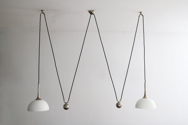 Posa 22 Counterweight Pendant Lamp in Nickel & Porcelain by Florian Schulz, 1980s-FJP-2033442