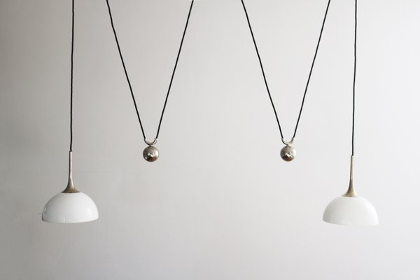 Posa 22 Counterweight Pendant Lamp in Nickel & Porcelain by Florian Schulz, 1980s-FJP-2033442