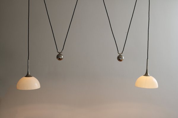 Posa 22 Counterweight Pendant Lamp in Nickel & Porcelain by Florian Schulz, 1980s-FJP-2033442