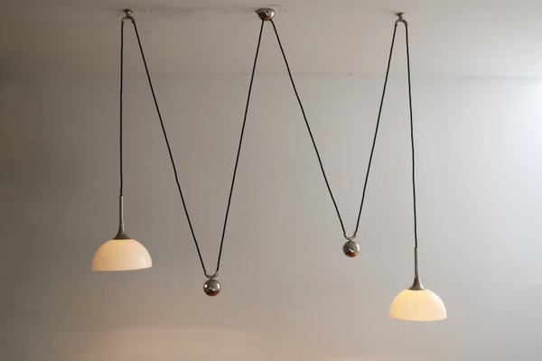 Posa 22 Counterweight Pendant Lamp in Nickel & Porcelain by Florian Schulz, 1980s-FJP-2033442