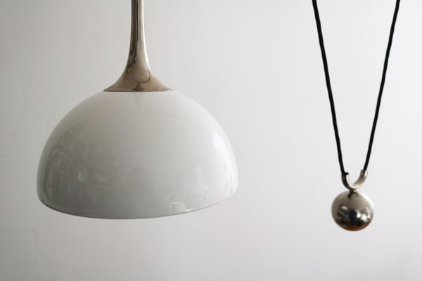 Posa 22 Counterweight Pendant Lamp in Nickel & Porcelain by Florian Schulz, 1980s-FJP-2033442