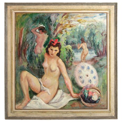 Post-Impressionist Painting, Fioravante Seibezzi, The Bathing Nymphs, 1940s-MBH-1032029