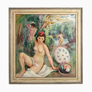 Post-Impressionist Painting, Fioravante Seibezzi, The Bathing Nymphs, 1940s-MBH-1032029