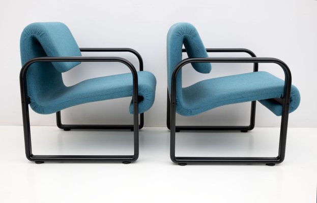 Post-Modern Italian Fabric and Metal Armchair attributed to Arflex, 1970s-FER-1702524