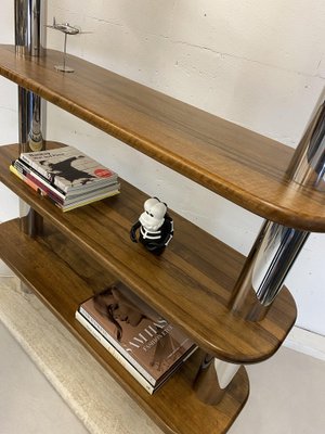 Post Modern Italian Travertine, Wood and Polished Stainless Steel Bookcase-IEI-1153861