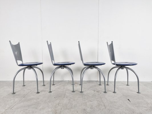 Post Modern Metal Dining Chairs, 1990s, Set of 4-IRH-1326763