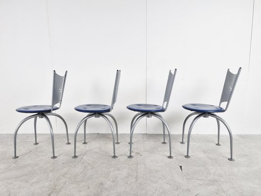 Post Modern Metal Dining Chairs, 1990s, Set of 4-IRH-1326763