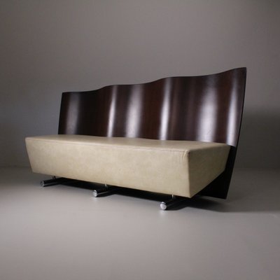 Post-Modern Wood and Leather Sofa by Paolo Deganello-VJY-1727764