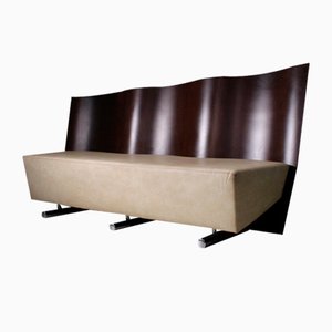 Post-Modern Wood and Leather Sofa by Paolo Deganello-VJY-1727764