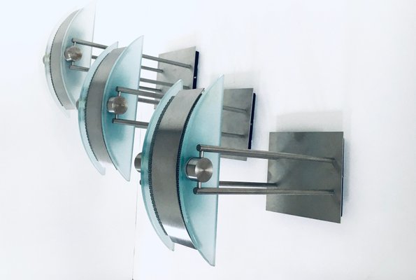 Postmodern Architectural Wall Lamps by Moonlight Design, Belgium 1990s, Set of 3-RQV-1430670