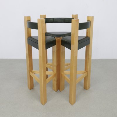 Postmodern Bar Stools in Leather, 1990s, Set of 3-RZV-1785486