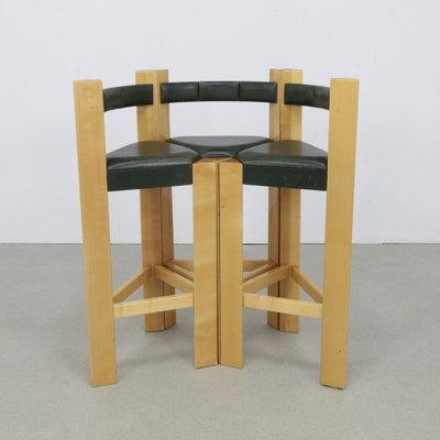 Postmodern Bar Stools in Leather, 1990s, Set of 3-RZV-1785486