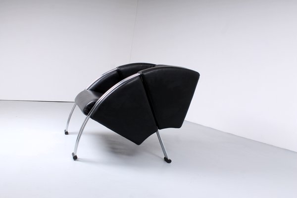 Postmodern Black and Chrome Leather Easy Chair by Young, 1980s-XT-1370747