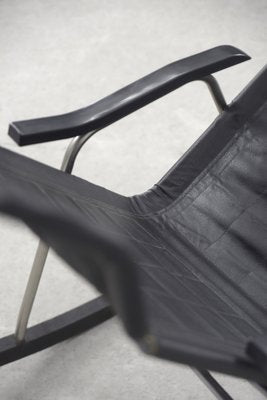 Postmodern Black Leather Rocking Chair by Takeshi Nii, 1950s-ZAA-1343577