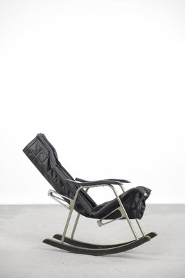 Postmodern Black Leather Rocking Chair by Takeshi Nii, 1950s-ZAA-1343577