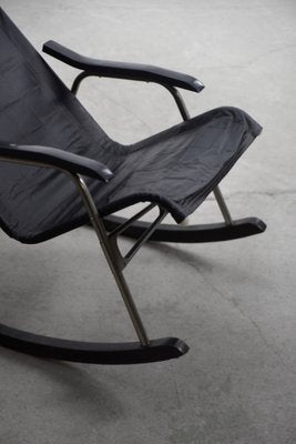 Postmodern Black Leather Rocking Chair by Takeshi Nii, 1950s-ZAA-1343577