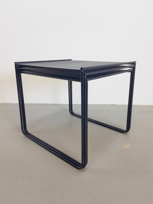 Postmodern Black Perforated Metal Nesting Tables, 1980s, Set of 3-AXJ-1723157