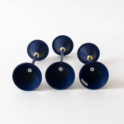 Postmodern Blue Candleholders, 1980s, Set of 3-IXK-1409624