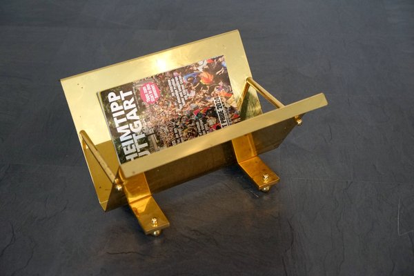 Postmodern Brass Magazine Rack, 1960s-CIP-2024439