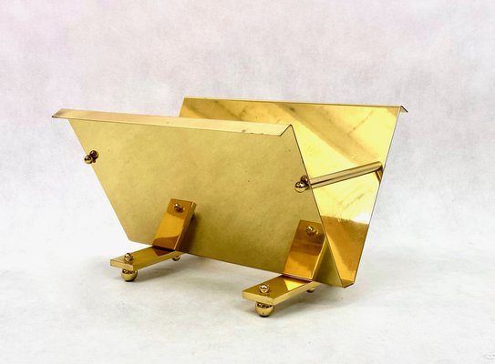 Postmodern Brass Magazine Rack, 1980s-ZCY-1749147