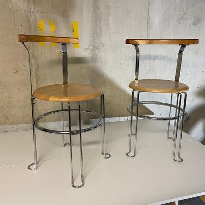 Postmodern Chairs in Metal and Wood, 1980, Set of 2-VAM-1195984