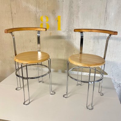 Postmodern Chairs in Metal and Wood, 1980, Set of 2-VAM-1195984