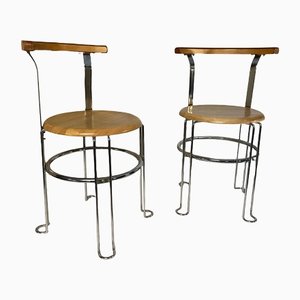 Postmodern Chairs in Metal and Wood, 1980, Set of 2-VAM-1195984