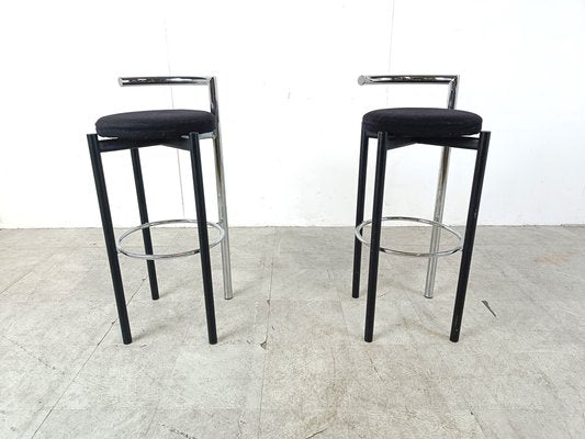 Postmodern Chrome and Metal Bar Stools, 1980s, Set of 2-IRH-1776691