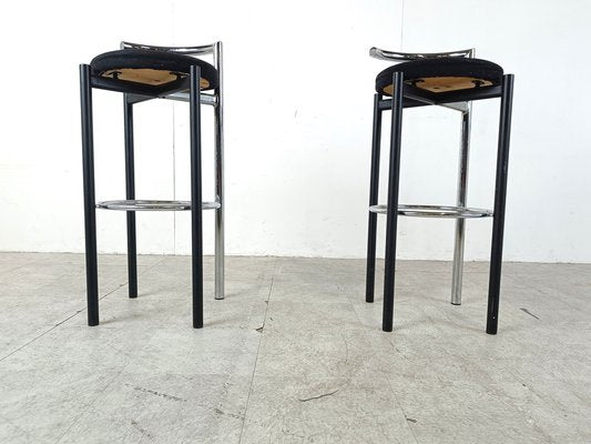 Postmodern Chrome and Metal Bar Stools, 1980s, Set of 2-IRH-1776691