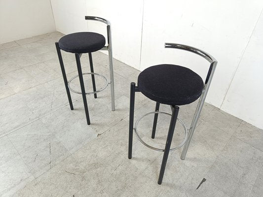 Postmodern Chrome and Metal Bar Stools, 1980s, Set of 2-IRH-1776691