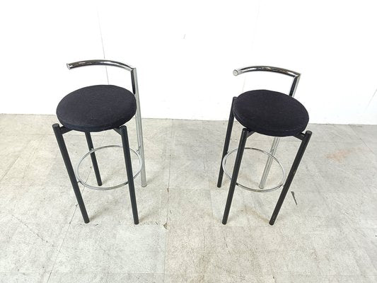 Postmodern Chrome and Metal Bar Stools, 1980s, Set of 2-IRH-1776691