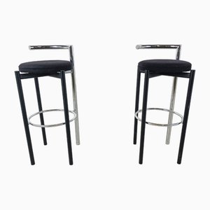 Postmodern Chrome and Metal Bar Stools, 1980s, Set of 2-IRH-1776691