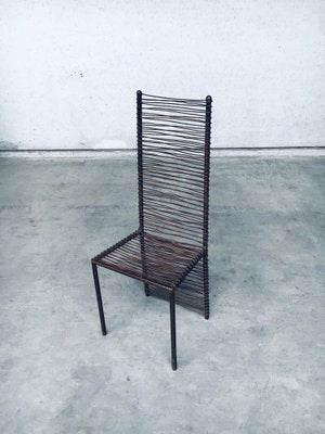 Postmodern Design Handcrafted Iron High Back Chair Set, 1980s, Set of 4-RQV-1352661