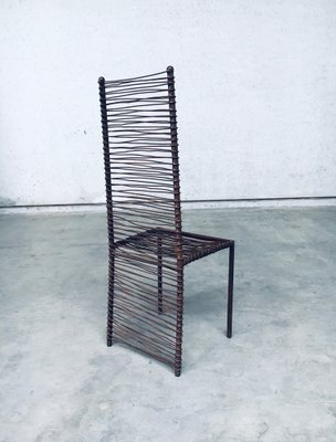 Postmodern Design Handcrafted Iron High Back Chair Set, 1980s, Set of 4-RQV-1352661