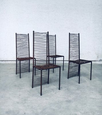 Postmodern Design Handcrafted Iron High Back Chair Set, 1980s, Set of 4-RQV-1352661