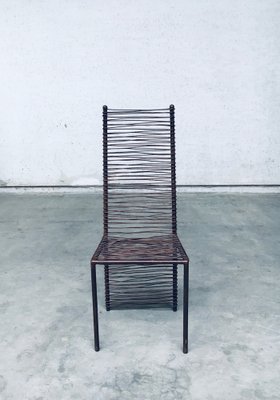 Postmodern Design Handcrafted Iron High Back Chair Set, 1980s, Set of 4-RQV-1352661