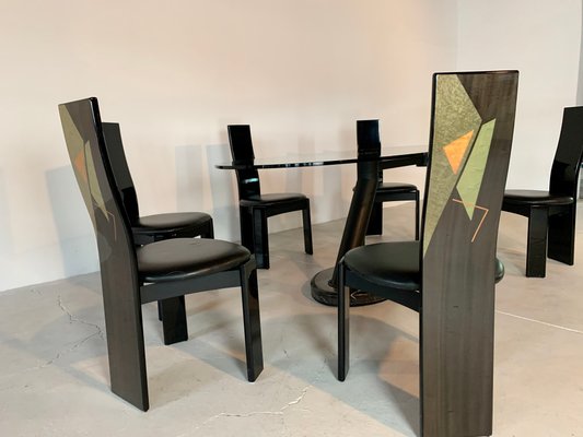 Postmodern Dining Chairs from Pietro Constantini, Set of 7-WID-960004