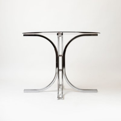 Postmodern Dining Table in Chromed Steel and Smoked Glass, Italy, 1970s-IVW-2036182