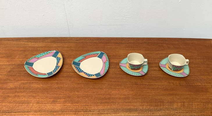 Postmodern Flash One Series Coffee Service Plates, Cups, Saucers by Dorothy Hafner for Rosenthal, 1980s, Set of 6-UAH-1313813