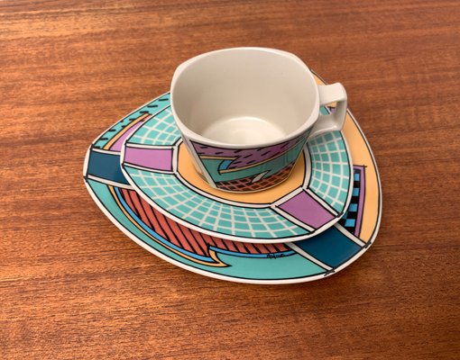 Postmodern Flash One Series Coffee Service Plates, Cups, Saucers by Dorothy Hafner for Rosenthal, 1980s, Set of 6-UAH-1313813