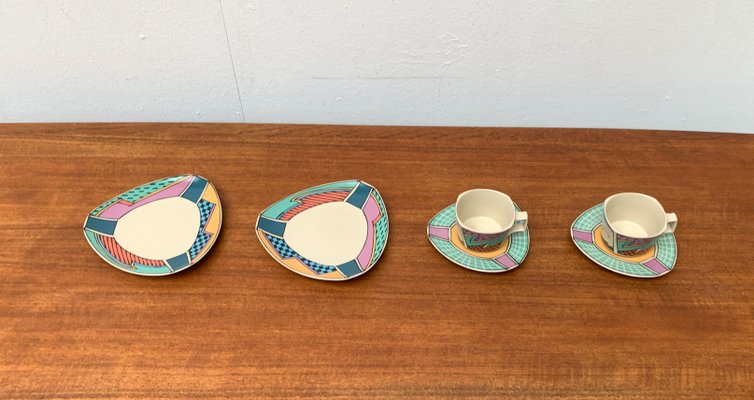 Postmodern Flash One Series Coffee Service Plates, Cups, Saucers by Dorothy Hafner for Rosenthal, 1980s, Set of 6-UAH-1313813